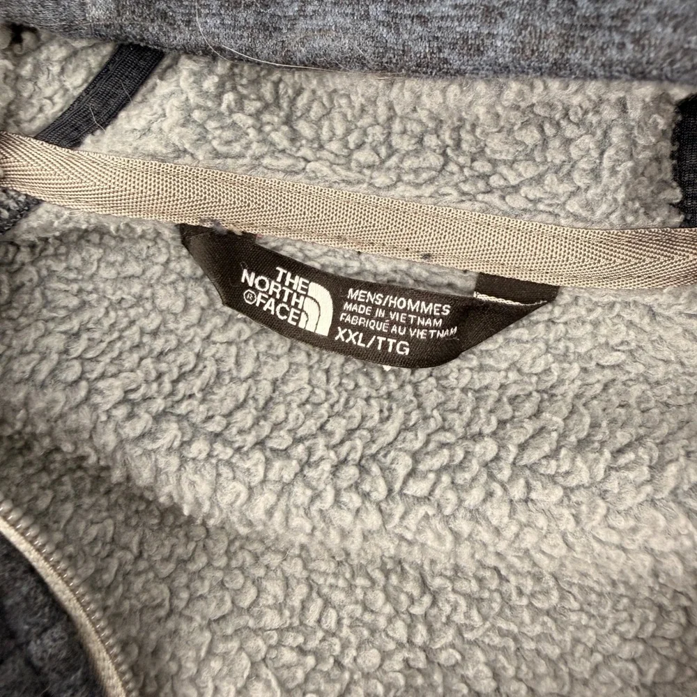 The North Face Hoodie Men XXL Blue Full Zip Sherpa Lined Fleece Heathered Jacket